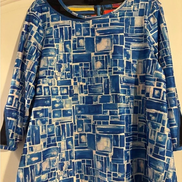 NWT Ali Miles Reversible Tunic Blouse Top Petite LARGE Geometric Colorful - Picture 5 of 9
